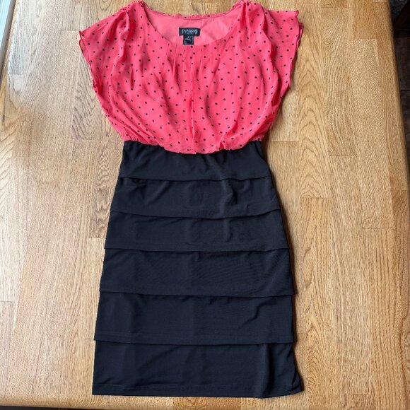 Enfocus Studio Two Toned Dress Coral Black Career Size 4 - Picture 1 of 6